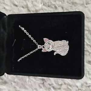 Silver cat necklace